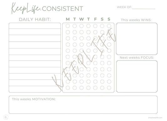 KeepLife.CONSISTENT Habit Tracker (printable)